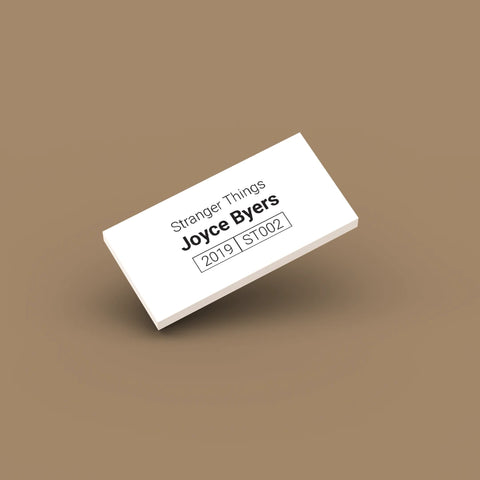 id tags javascript at joyce sargent blog Images High... Collectible ID tag for LEGO Stranger Things Joyce Byers minifigure ...