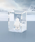 Acrylic display case with custom printed ice planet design that fits one minifigure