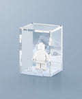 Acrylic display case with custom printed ice planet design that fits one minifigure