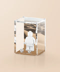 Acrylic display case with sand dune graphic background that fits one LEGO minifigure