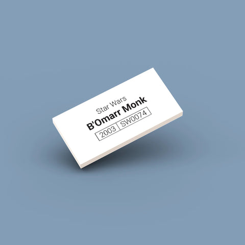 White LEGO Minifigure Identification tag for B-Omarr Monk sw0074