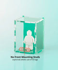 teal pastel colored acrylic display case for a single LEGO minifigure