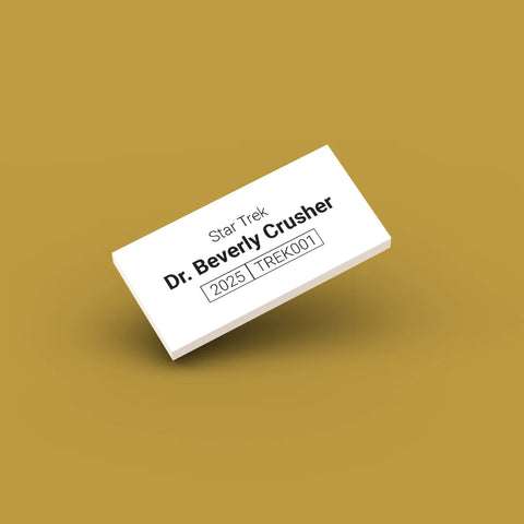 White ID tag for LEGO Dr. Beverly Crusher trek001