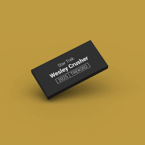 Black ID tag for LEGO Wesley Crusher trek002