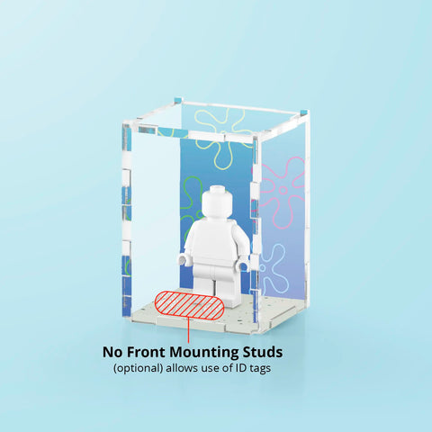 Display case with a custom under the sea background design for a single LEGO minifigure without front studs
